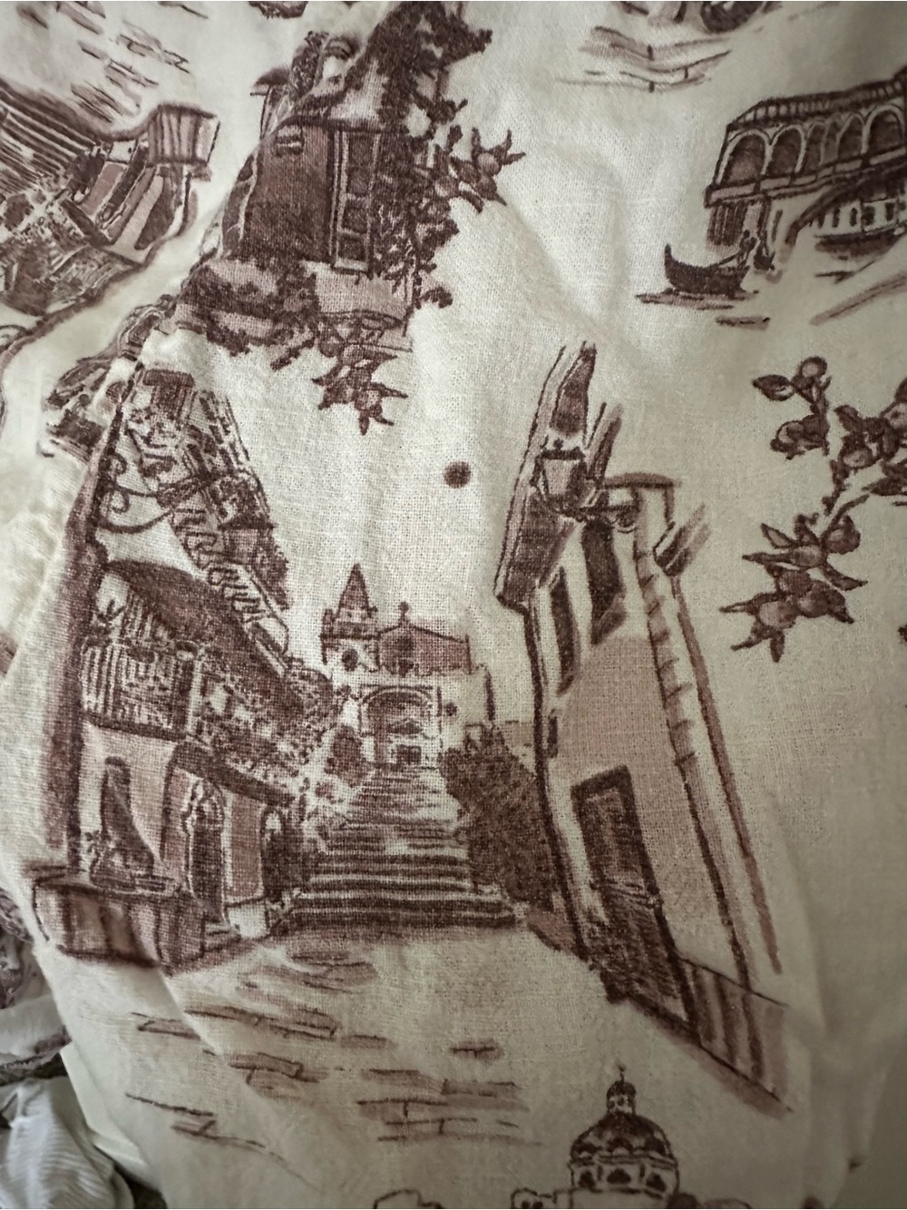 Abercrombie & Fitch White and Brown Scenic Print High-Waist Shorts - Picture 4 of 4